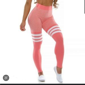 Bombshell coral elastic waist band thigh high